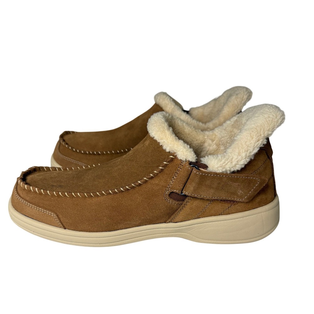 Orthofeet Hudson Mens Brown Suede Orthopedic Slippers 20106 Size 11 Wide